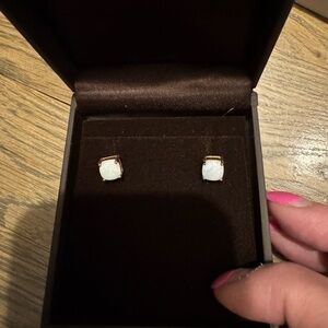 Elegant Gold and Opal Stud Earrings